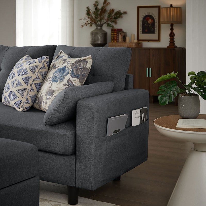 101" Sectional Sofa with Storage Ottoman