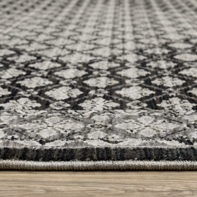 Style Haven Cádiz Diamond Medallions Black/Grey Area Rug
