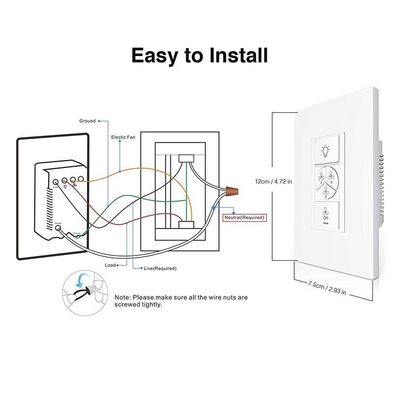 CARRO Smart Ceiling Fan Wall Switch (1 Gang), Works with Alexa, Google Home and Siri (Capable of controlling AC ceiling fans)