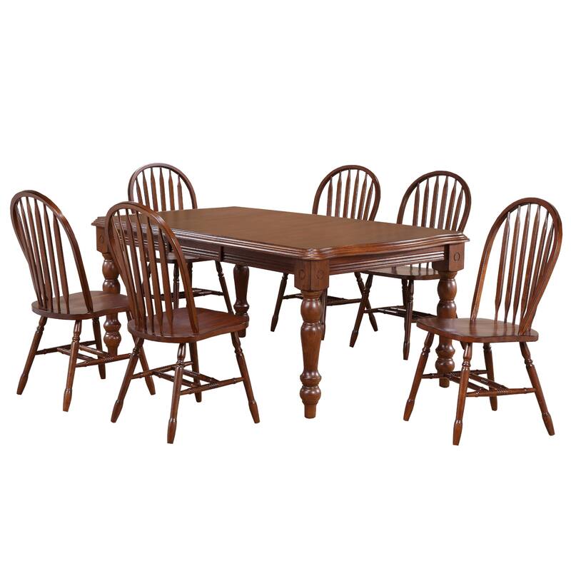 Extendable Dining Set - 8 Seater Rectangular Table & Chairs - Solid Wood Dining Room Set