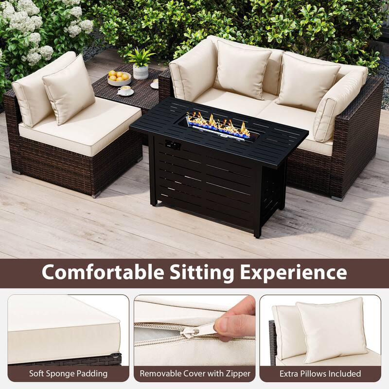 Costway 5 PCS Patio Furniture Set Heavy-duty Frame Rattan Sofa Set - See Details