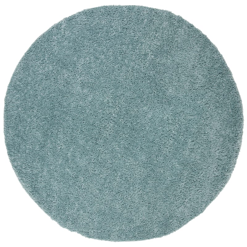 SAFAVIEH August Shag Solid 1.2-inch Thick Area Rug - 5'3" Round - Aqua - Round