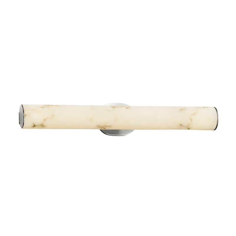 Justice Design LumenAria Eliptical 30-inch Brushed Nickel ADA LED Wall/ Bath Bar, Faux Alabaster Shade - N/A