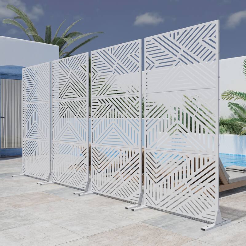 Outdoor Privacy Screen Metal Privacy Screen Panel Free Standing - 72*35