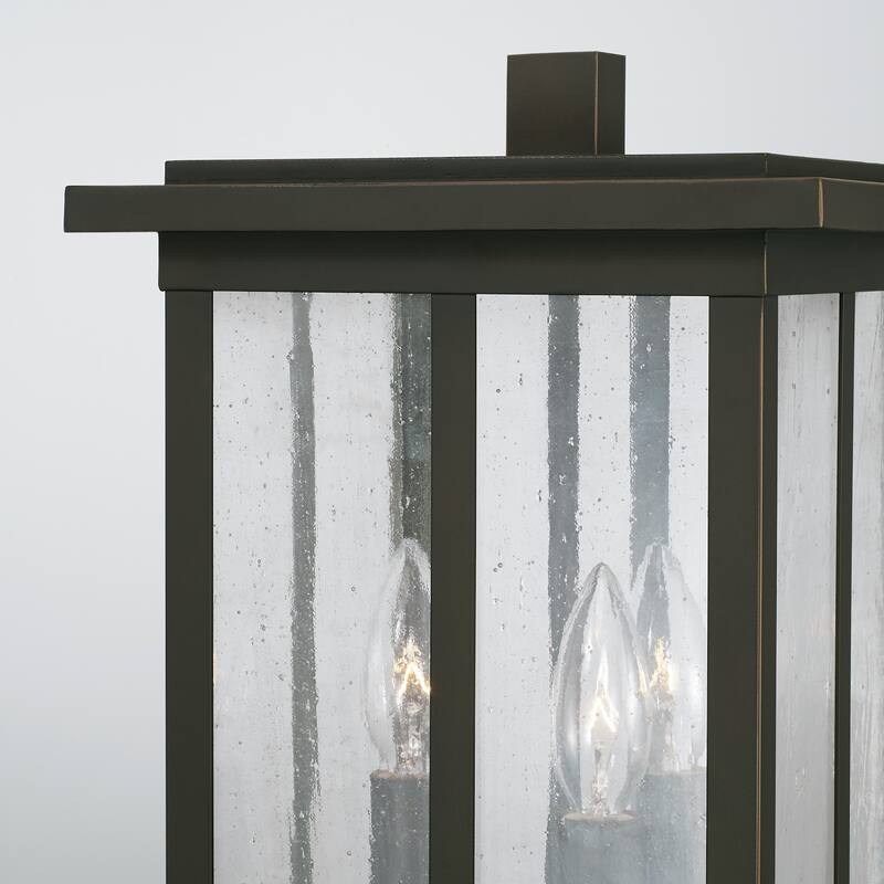 Barrett 18" Tall 3-light Outdoor Post Lantern w/ Antiqued Glass