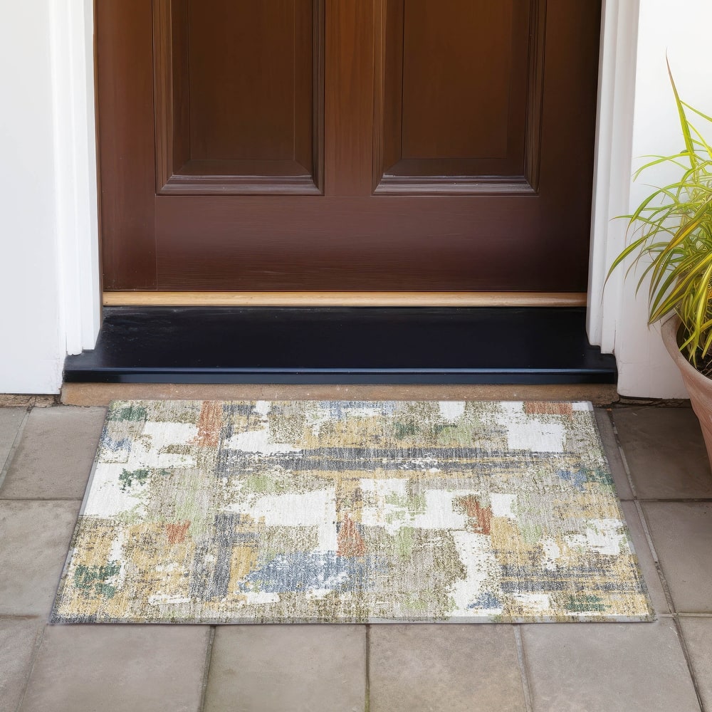 Machine Washable Indoor/Outdoor Casual Contemporary Chantille Rug