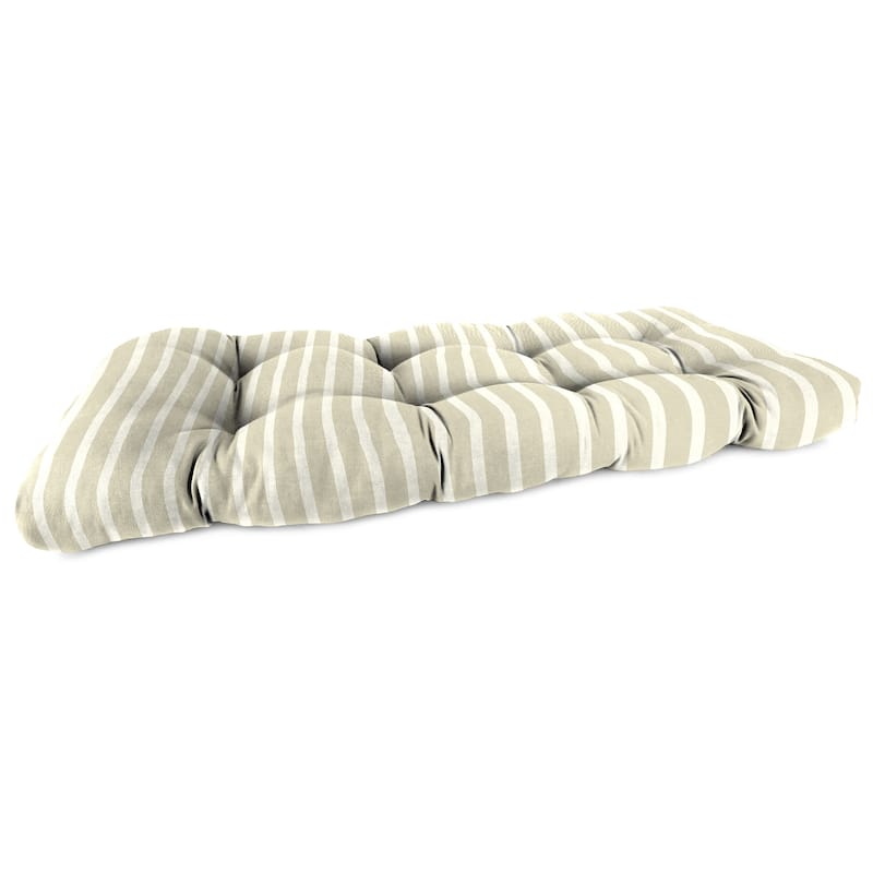 Sunbrella 44" x 18" Contoured Outdoor Wicker Bench Cushion - 18'' L x 44'' W x 4'' H - Shore Linen