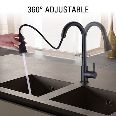 PROOX 360 Rotation Single Handle Kitchen Sink Faucet Pull Down Sprayer