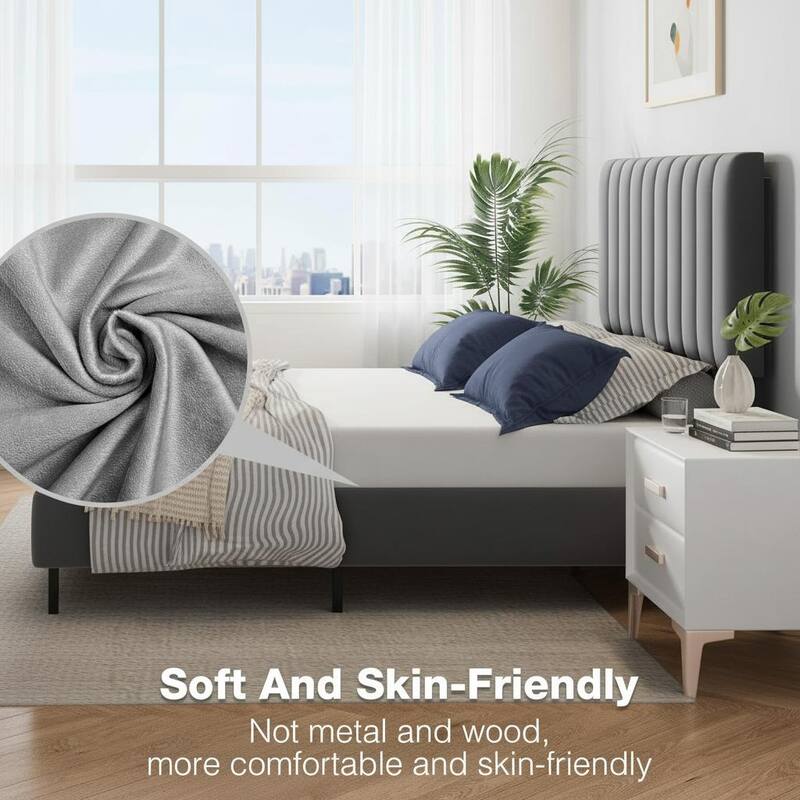 Velvet Upholstered Platform Bed Frame