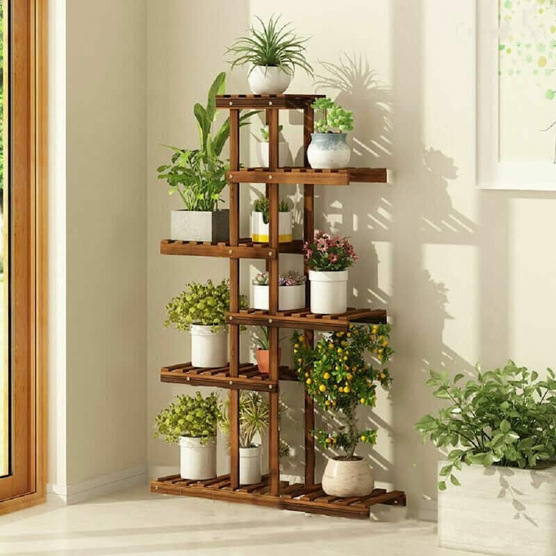 Multi Tiered Plant Shelves Flower Shelf Wooden Plant Stand