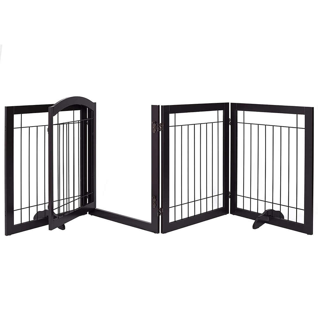 SPIRICH 96 inch Extra Wide 30 inches Tall Dog gate with Door Walk Through Freestanding Wire Pet Gate Pet Puppy Safety Fence Bed Bath Beyond 33279171