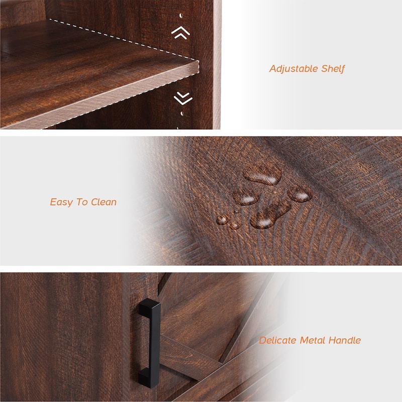 WAMPAT 2 Pack End Table with 1 Drawer & Door for Living Room