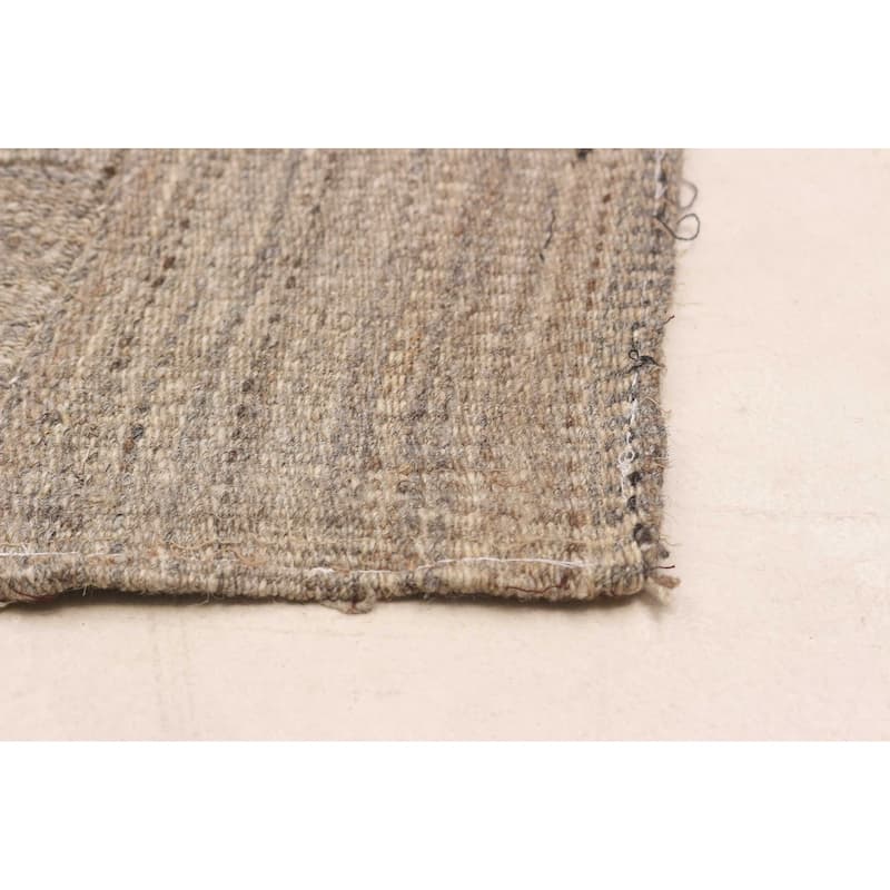 ECARPETGALLERY Flat-Weave Anatolia Patch Grey Wool Kilim - 6'7 x 10'7