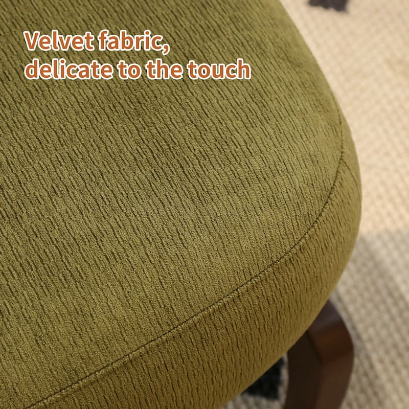 Cute Accent Chair with Solid Wood Legs, Velvet Living Room Chair with Soft Cushion, Cozy Bedroom Chair