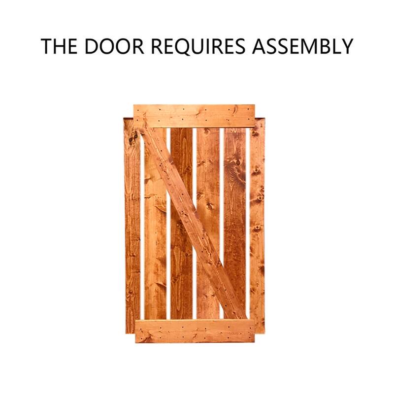 CALHOME Z Bar Series Solid Pine Wood Sliding Barn Door w/ Hardware Kit