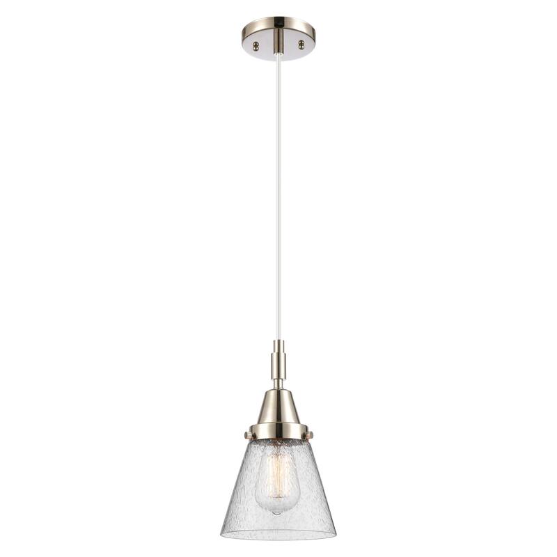 Innovations Lighting Downtown Urban - Caden Cone - 1 Light 6" Cord Hung Mini Pendant - Polished Nickel/Seedy Shade