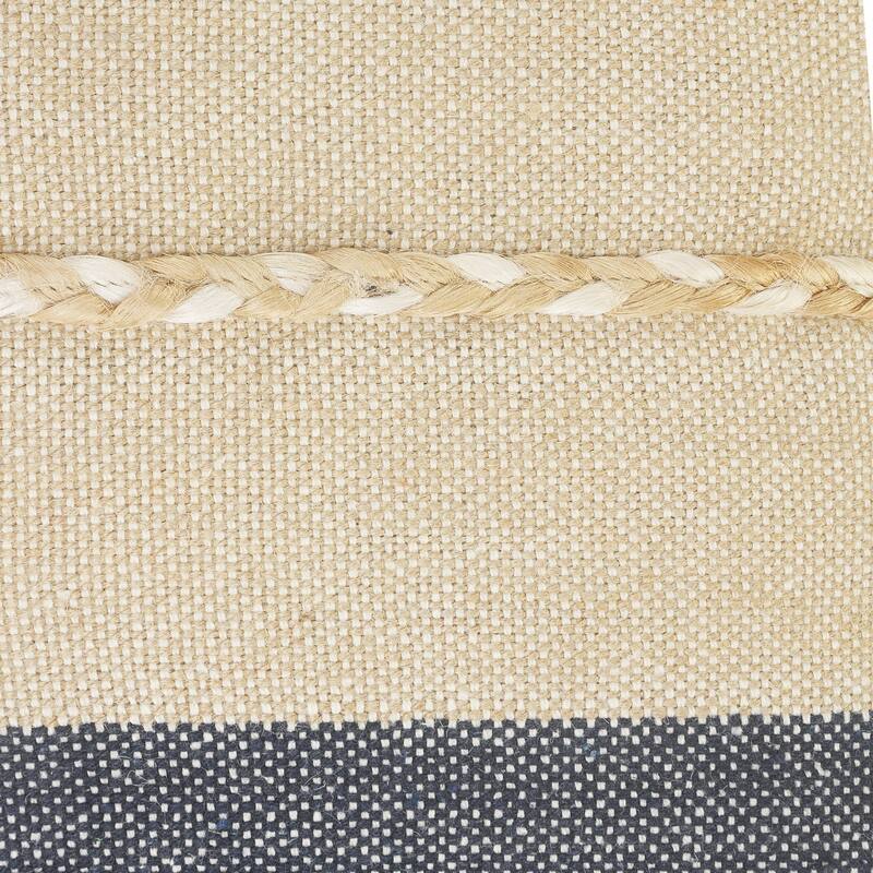 Power-Loomed Braided Stripe Square Throw Pillow Cover - 24" - Beige and Navy Blue