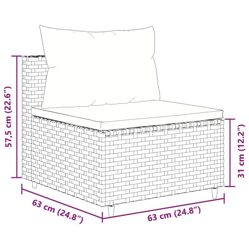 vidaXL Patio Sofa Set with Cushions Lounge Setting Outdoor Furniture Poly Rattan - 9.8 x 9.8 x 8.9