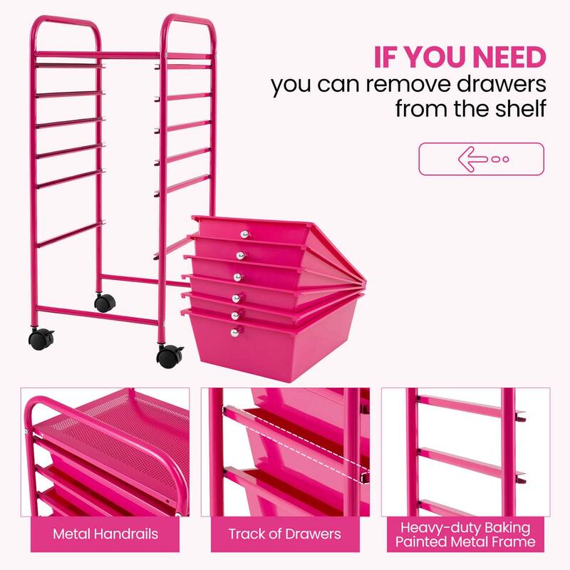 Costway 6 Drawer Rolling Storage Cart Scrapbook Paper Office Organizer