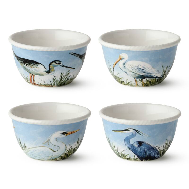 Certified International Coastal Birds 5.25" Ice Cream/Dessert Bowls, Set of 4 Assorted Designs - 6.00"L x 6.00"W x 3.25"H