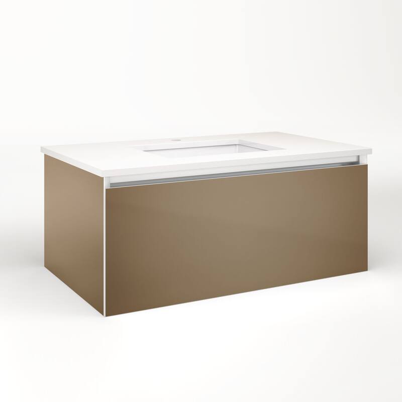 Robern Cartesian 15" x 36-1/8" x 21-3/4" Single Drawer Vanity with - Satin Bronze - Bronze Finish