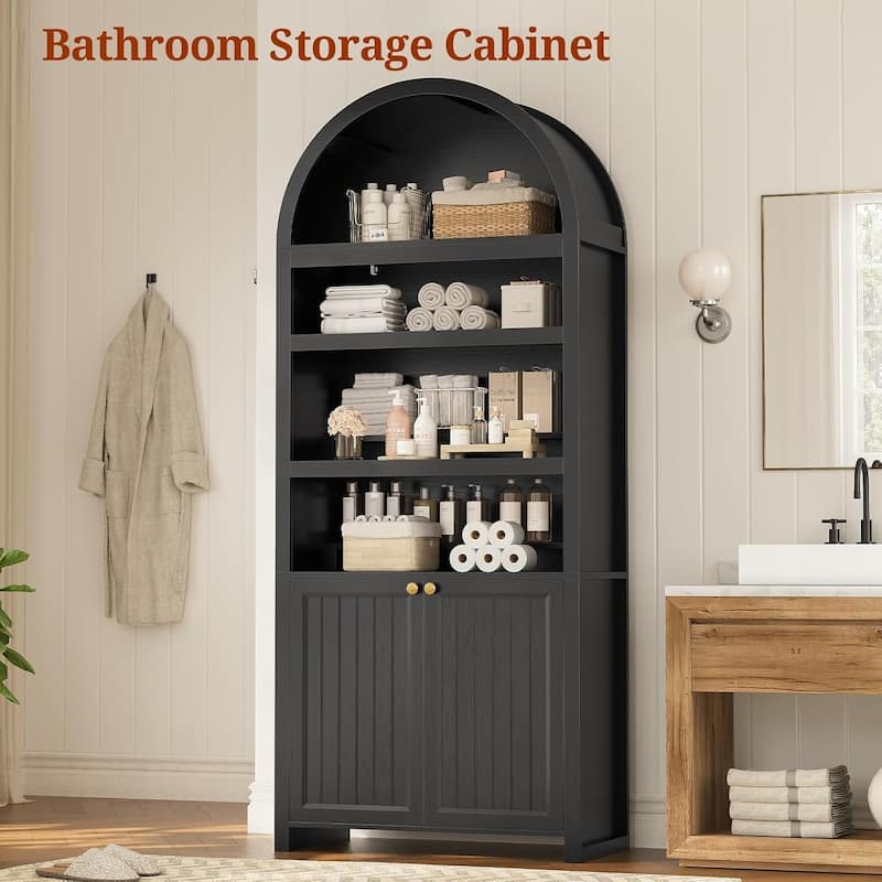 Tall Arched Cabinet Bookcase with storage Bookshelf 2 Door