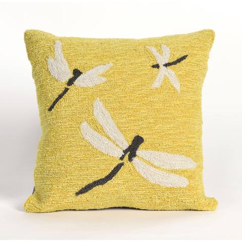 Liora Manne Frontporch Dragonfly Indoor/Outdoor Pillow Yellow 18" Square