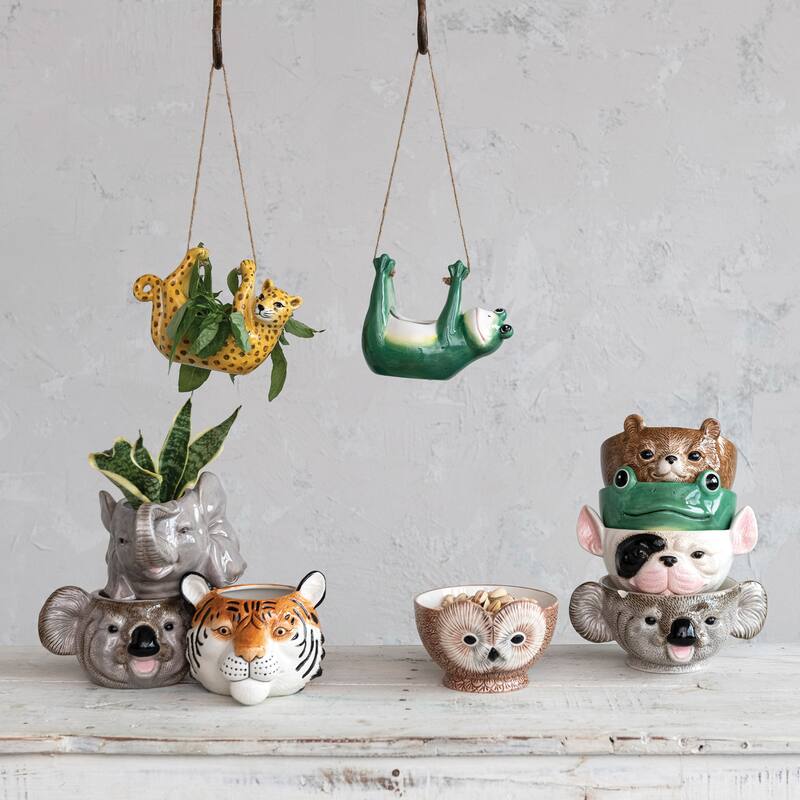 Ceramic Elephant Head Planter - 6.6"L x 6.6"W x 4.8"H