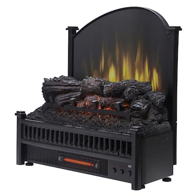 Pleasant Hearth Electric Fireback Log Insert Heater with Remote Control