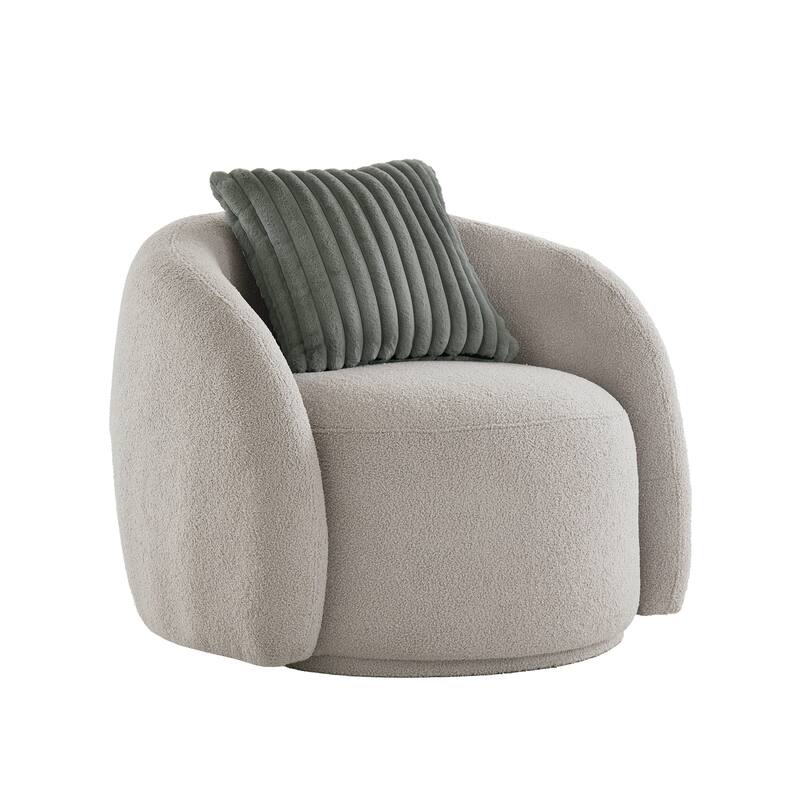 Willits Boucle Accent Chair with Cloud-Like Curved Design and Furry Channel Pillow by iNSPIRE Q Modern