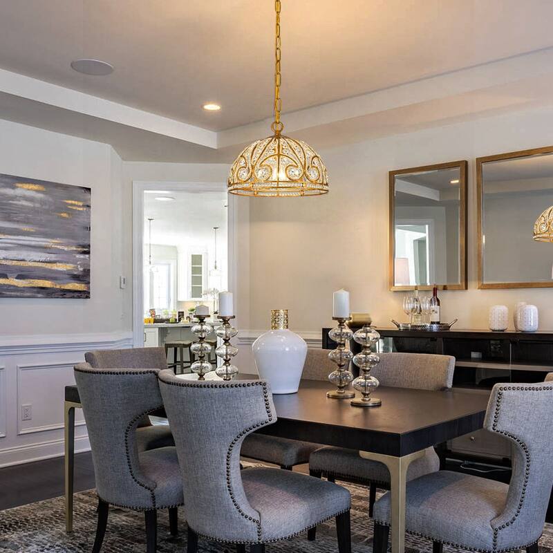 Ennu Retro Antique Sphere Crystal Chandelier Adjustable Dining Room Chandelier - Brass