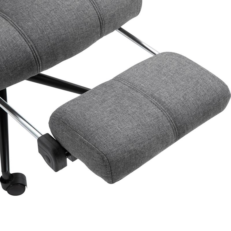 Vinsetto Executive Linen Fabric Home Office Chair with Retractable Footrest, Headrest, and Lumbar Support