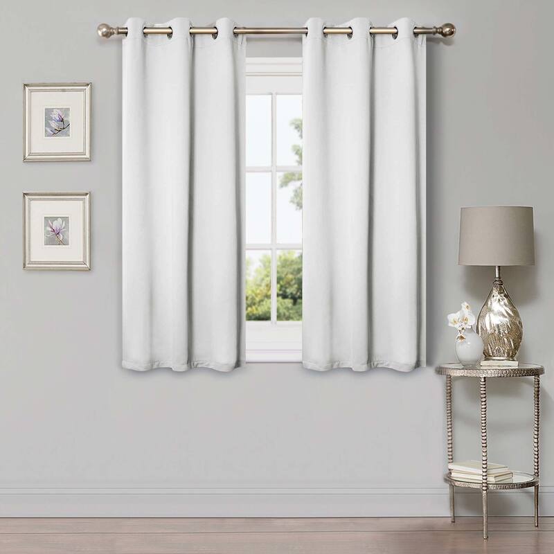 Superior Solid Machine Washable Room Darkening Grommet Curtains, Set of 2