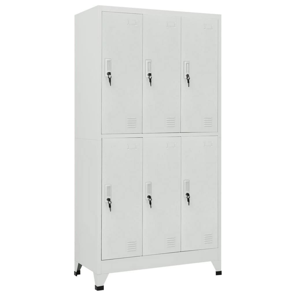 Nova Locker Cabinet, 6 Storage Compartments, Gray Steel, 71 Inch