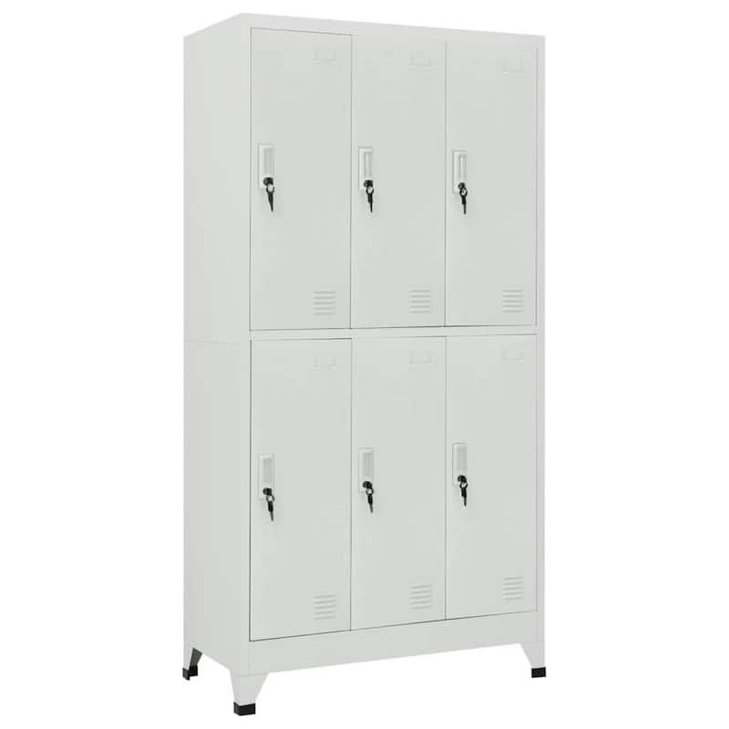 Nova Locker Cabinet, 6 Storage Compartments, Gray Steel, 71 Inch