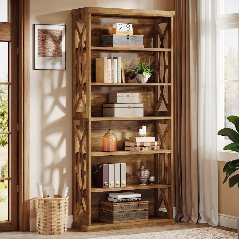 71 Inches Tall Freestanding Bookshelf Bookcase for Home Office - Brown