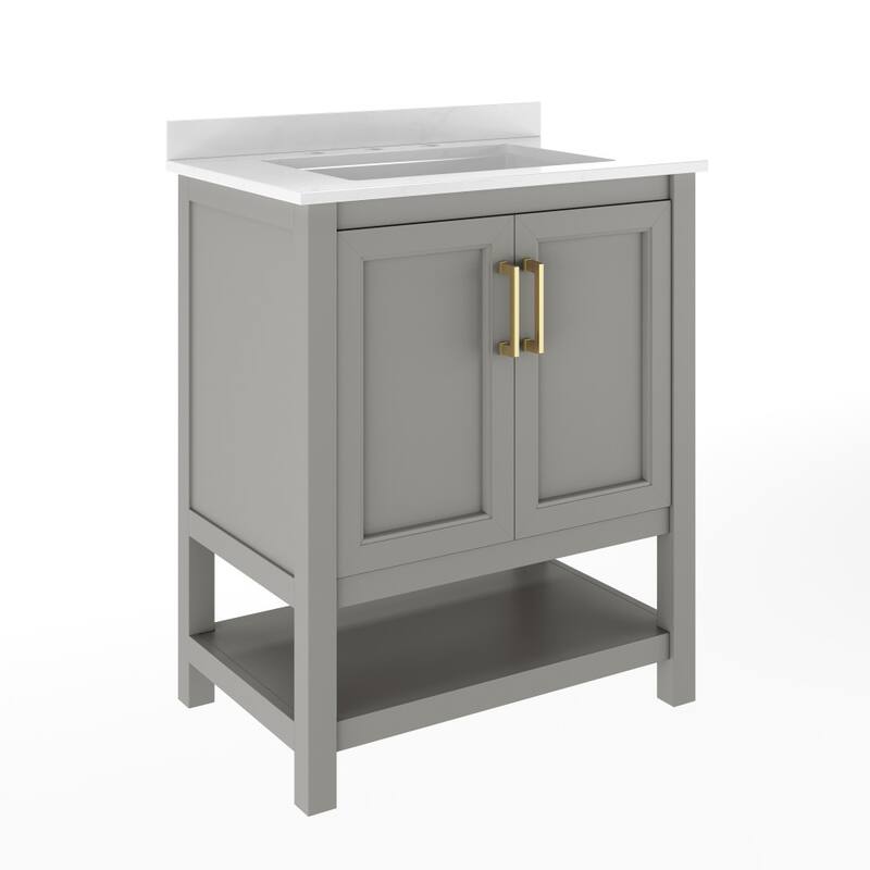 Bathroom Vanity with Undermount Sink and Open Storage Shelf