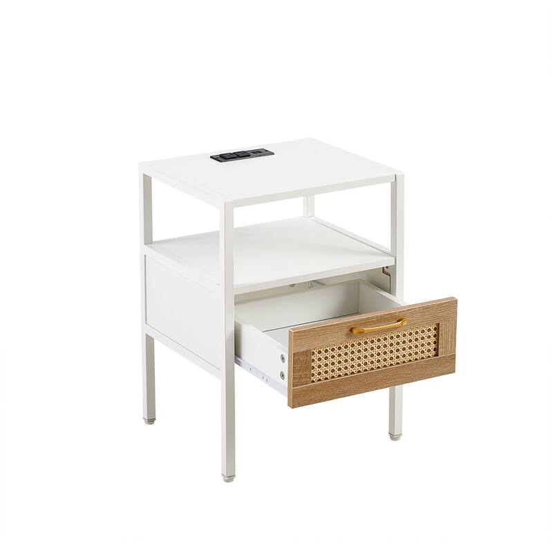 Modern Nightstand with Power Outlet and USB Ports(Set of 2)