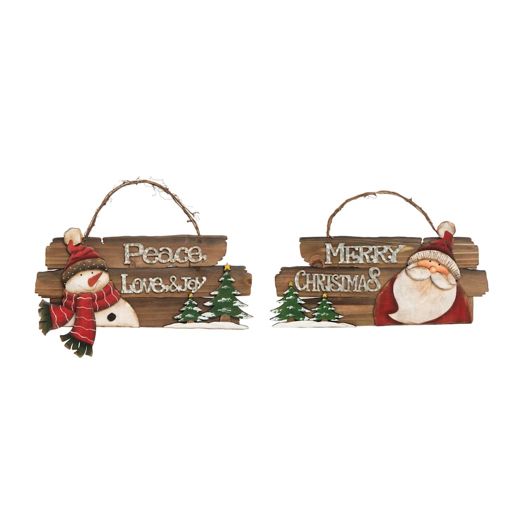 Transpac Plywood Rustic Cmas Slat Decor Set of 2 Christmas Home Decorations
