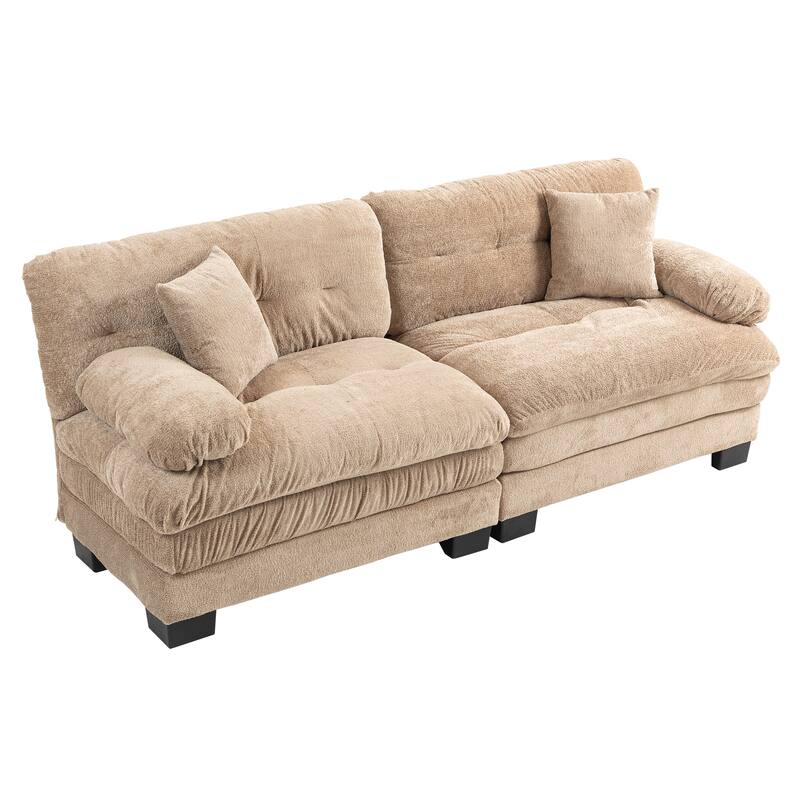 Chenille Deep Seating Loveseat Sectional Sofa with Dual-Layer Cushions