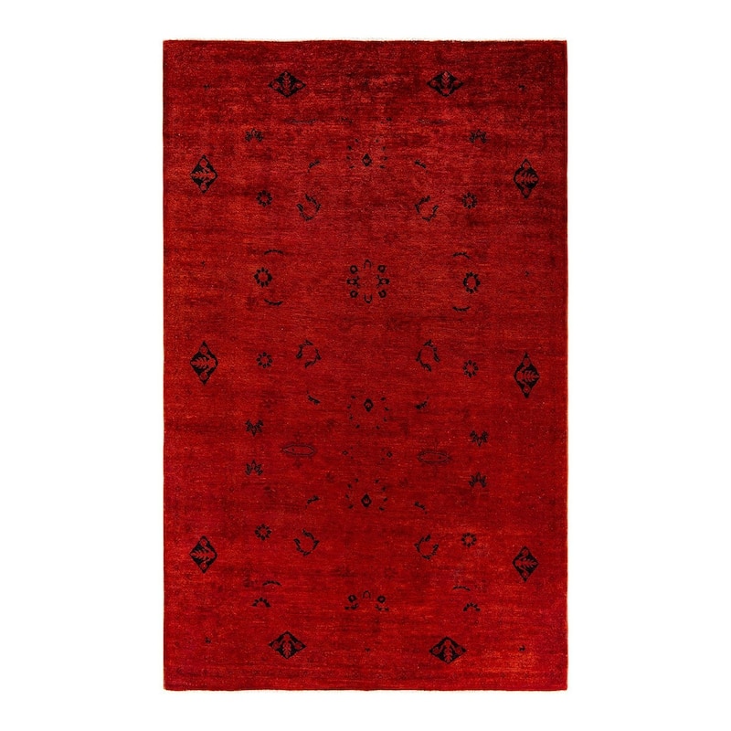 Fine Vibrance, One-of-a-Kind Handmade Area Rug - Orange, 6' 1" x 9' 10" - 6' 1" x 9' 10"