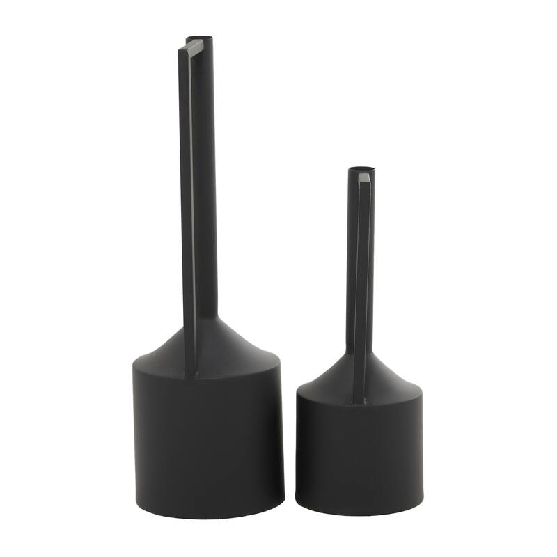 CosmoLiving by Cosmopolitan Metal Slim and Cone Geometric Vase with Handles (Set of 2) - Gold, Silver, Dark Gray, White, Black