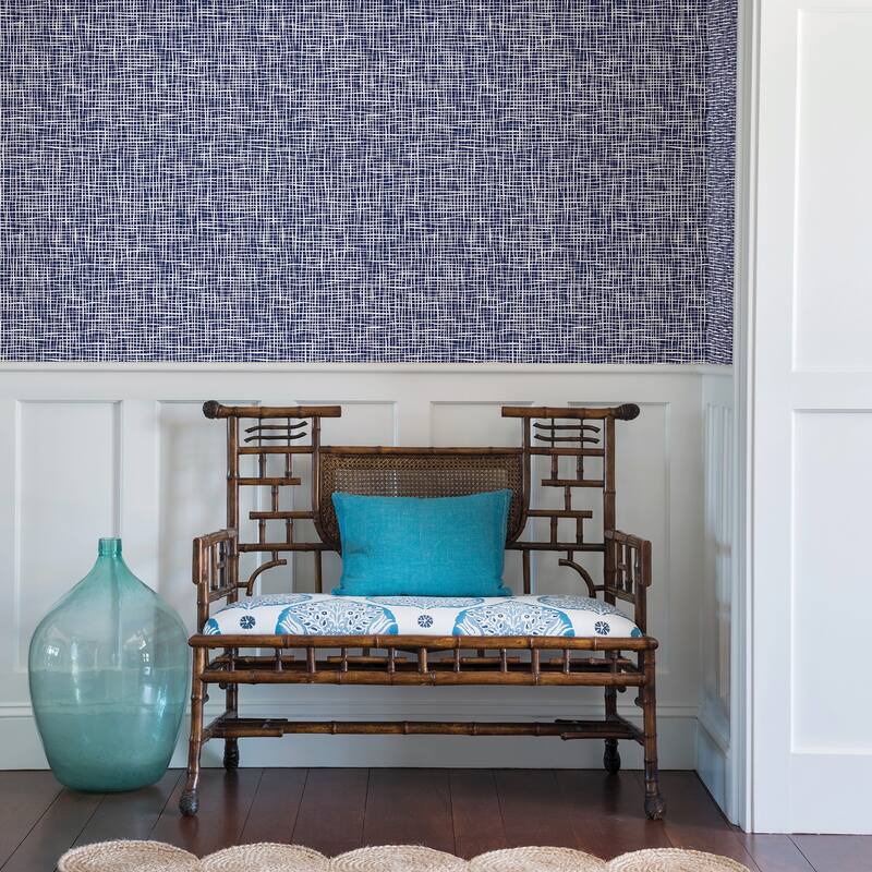 A-Street Prints Shanti Blue Grid Wallpaper