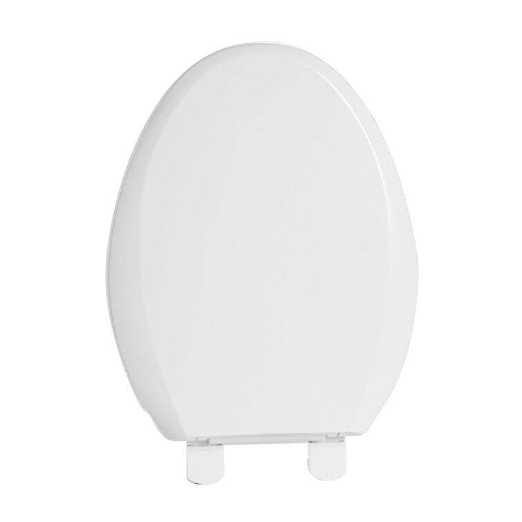 FBJ Plastic Elongated Toilet Seat in White Quiet Close No Slamming Easy to Install On Sale