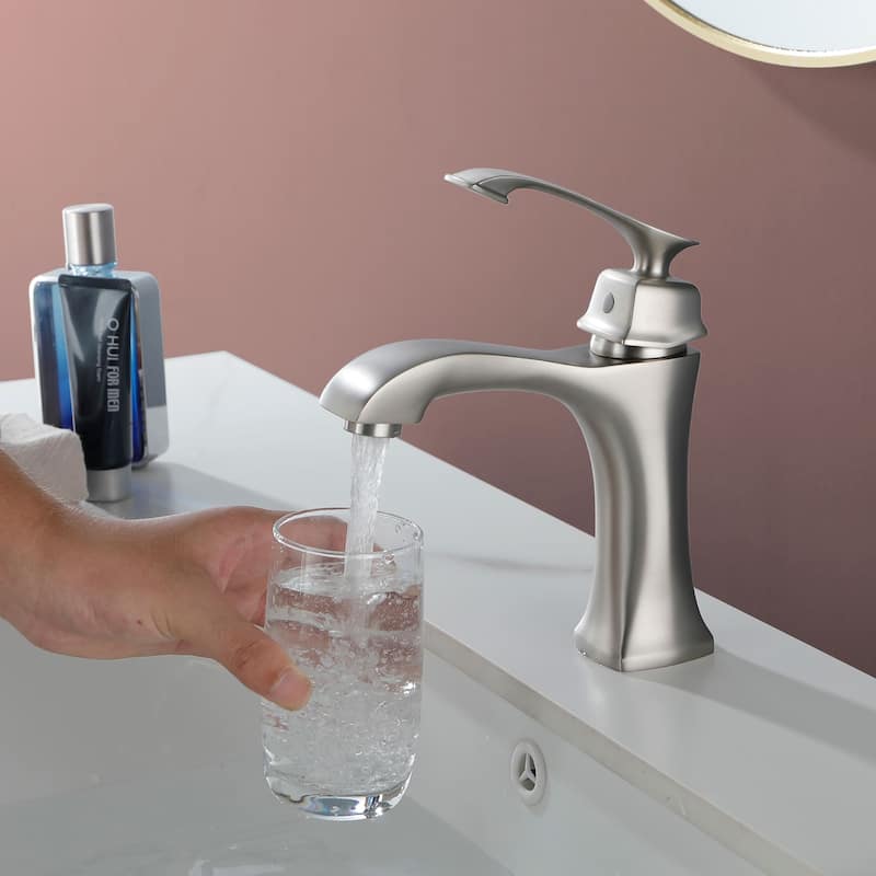 Single Hole Bathroom Sink Faucet Single Handle Bathroom Faucet Modern Lavatory Basin Vanity Tap With Valve, NO DRAIN
