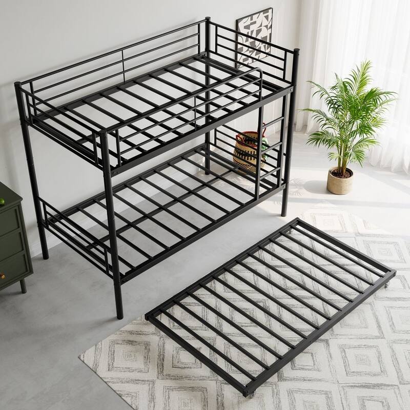 Twin Bunk Bed with Trundle with Ladder