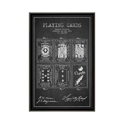 iCanvas "Hammatt Billings Playing Cards Patent Sketch (Charcoal)" by Aged Pixel Framed
