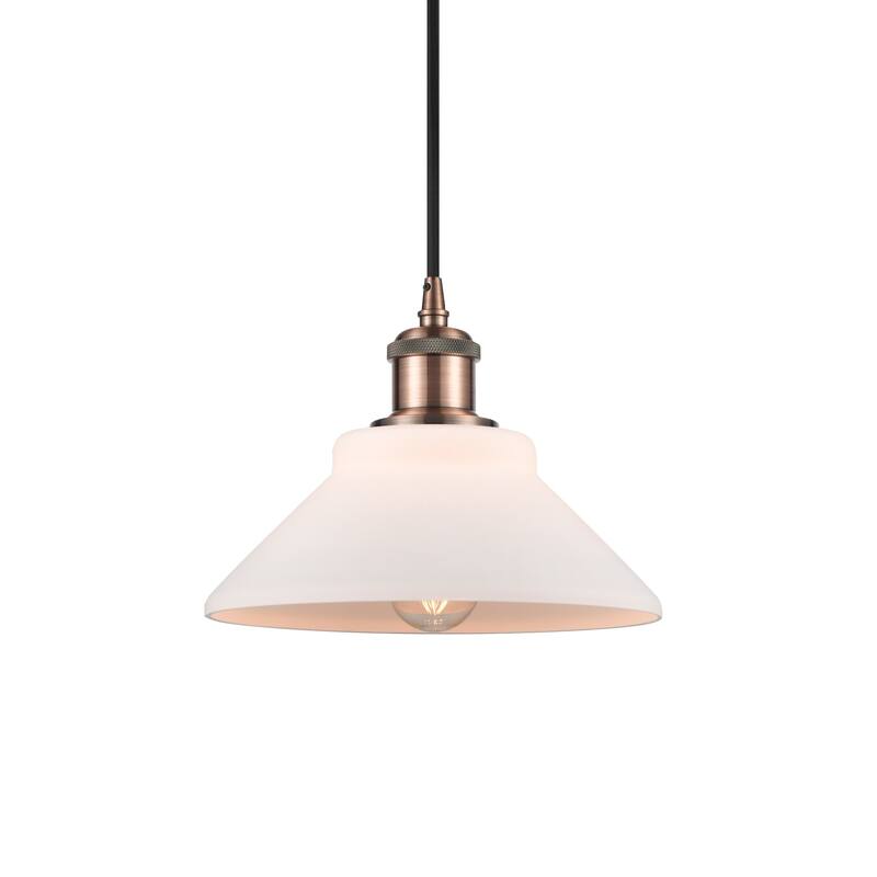 Innovations Lighting 516-1P-7-8 Orwell Pendant Orwell 8" Wide Mini - Matte White / Antique Copper