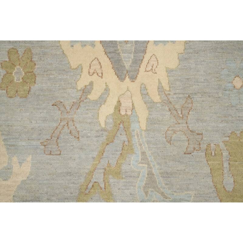 Hand Knotted Oriental 100% Wool Carpet Transitional All-Over Greys & Charcoal Oushak Area Rug - 9' 11'' X 8' 0''