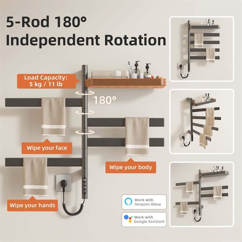 Wall-Mounted Electric Towel Dryer with Swivel Bars